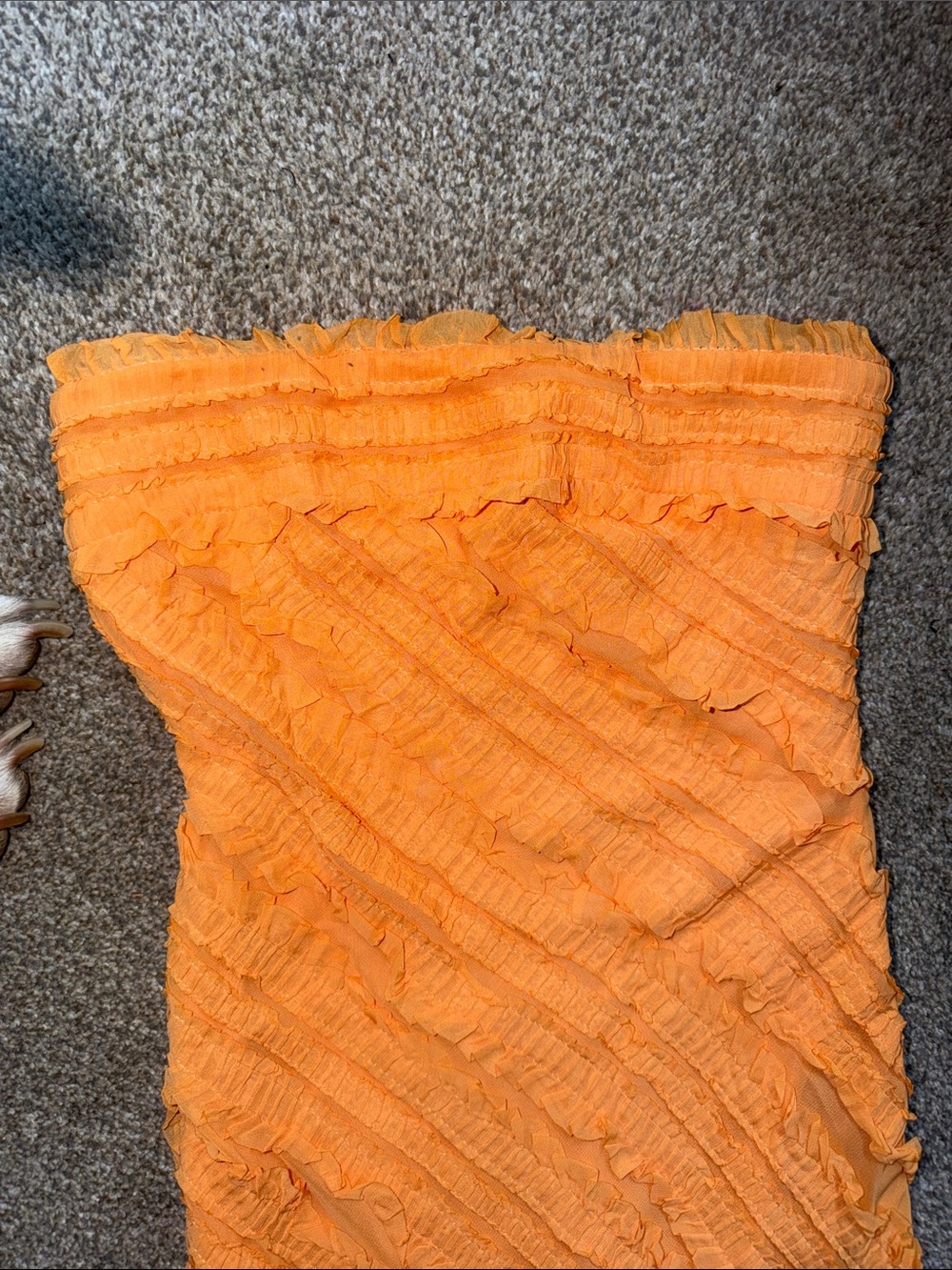 Orange Ruffled Strapless Dress - Picture 2 of 6